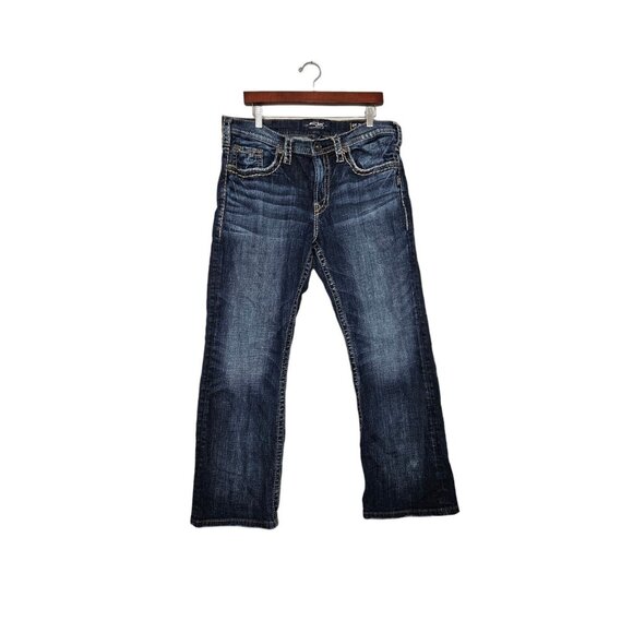 Silver Craig Jeans Bootcut Blue Denim Men's 35x28.5 Actual Dark Wash READ - Picture 1 of 15
